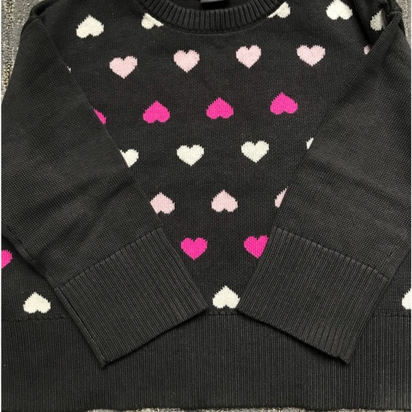 Gap Toddler Girl Gray and Pink Heart Pattern Crew Neck Sweater Size 3T NWT - Picture 7 of 9